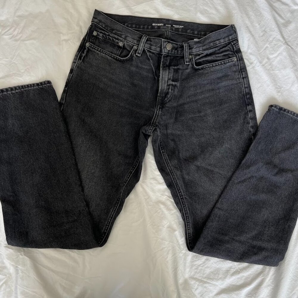 Old Navy Boyfriend Jeans Woman's Straight Leg 32x34 Black